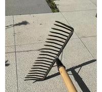 TEMU de Jardín Metálico Resistente con 21 Dientes y Mango de Madera - Herramienta para Cuidado del Césped, Nivelación de Suelo y Espalda de , Anticorrosión, Diseño Ergonómico y Construcción