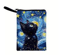 TEMU de libro con cierre de cremallera, diseño de noche estrellada , tejido de poliéster duradero, bolsa de almacenamiento para amantes de los libros y entusiastas de la lectura, bolsas de libros.