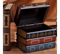 TEMU de Libro de Madera Cubierta, Accesorio Decorativo de Libro para Oficina y Sesiones de Fotos, Contenedores de Almacenamiento para Organización del Hogar