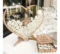 TEMU de Libro de Visitas de Amor de Madera y Acrílico con 80 Corazones Reemplazables | Ideal para , , Fiestas de Hombres - No Requiere Electricidad, Exhibición de Mesa