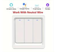 TEMU de luz inteligente WiFi Chevolink, de pared de 1/2/3 abiertos, soporte de control de voz para la aplicación Smart Life/Doodle, necesita vidrio templado neutral para .