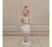 TEMU de madera de 14.2 pulgadas para Navidad, con una dorada y blanca sosteniendo una varita de estrella, como regalo de San Valentín