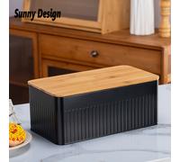 TEMU de metal con de bambú y tabla de cortar, contenedor de almacenamiento y conservación de alimentos para cocina