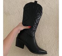 TEMU de Mujer con Punta Afilada y Tacón - Completo - Cierre de Cremallera, Botas de Media Caña Ideales para Fiestas, Vacaciones y Exteriores - a , Pie (Estilo Norteamérica), Zapatos para Mujer