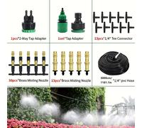 TEMU de nebulización y enfriamiento al 10/30M con boquilla de de cobre , kits de riego por goteo para riego de jardines, riego y humidificación, conector universal, requiere electricidad ni batería.
