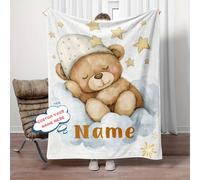 TEMU de osito de peluche personalizada con /texto - Tejido y , adecuada para cama, sofá, camping - Lindo diseño de osito de peluche con personalizadas, colcha acogedora para toda estación