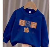 TEMU de oso transmite una vibra , y adorable, mostrando un diseño deportivo a través de su diseño único. top de cuello para niños es para salidas casuales las temporadas de otoño e invierno.