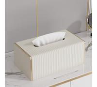 TEMU de pañuelos de cuero PU a rayas, estilo nórdico de lujo , de pañuelos dorada para hotel, , dormitorio, de extracción de papel de servilleta grande y creativa