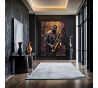 TEMU de Pared 2D, 1 Pieza Adecuado para - Póster de Saxofonista de Jazz, Decoración de de Saxofón, Impresión en para Habitaciones con Temática de Jazz, Regalo para Músicos y Amantes del Jazz, Uso 2D