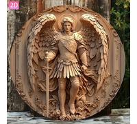 TEMU de pared 2D, ángel grande de aluminio - Diseño 2D y espada ornamentada, letrero decorativo de 8X8 pulgadas para el hogar, jardín, bar, cafetería y espacios, para la decoración de la habitación