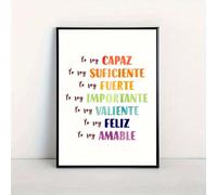 TEMU de Pared en con Afirmaciones - "Yo //Soy Fuerte////" Frases Motivacionales para el , Multicolor Español y Decoración Para Aula o Oficina