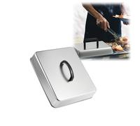 TEMU de parrilla redonda/rectangular de acero inoxidable, adecuada para sartén de hamburguesa Teppanyaki - Accesorio de sartén fácil de limpiar, resistente al para uso de camping al y .