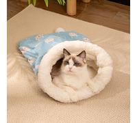 TEMU de Peluche Acogedora - Bolsa de Dormir para Mascotas con , Estilo Casa de Gato No Montable con Colchoneta de Confort, Ropa de Cama para Gatos, Bolsa de Dormir para Mascotas, Casa de Gato