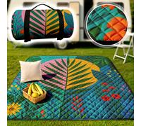 TEMU de Picnic Extra Grande 78x78 Pulgadas - Resistente y Plegable para Todo , Capas Acolchadas y Correa de Transporte, y Acolchada para Camping, Playa, Jardín - Grande para Grupos