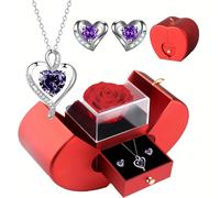 TEMU de Regalo Rosa Eterna de , acompañada de un collar y aretes de amor, es un regalo especial para madres, novias, y para como de la , Navidad, y Año