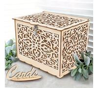 TEMU de regalo y de dinero de madera para tarjetas de boda rurales con cerradura y letrero - Ideal para recepciones, aniversarios, y decoraciones de fiestas de graduación