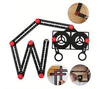 TEMU de regla de de aleación de aluminio de 6 pliegues, regla de medición, plantilla de molde perforada, herramienta localizadora de Izer, guía de taladro, agujero de azulejo