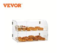 TEMU de repostería VEVOR, de mostrador de 2 niveles panadería, de presentación de acrílico con por puerta trasera y estantes extraíbles, mantiene frescos los , , pasteles y galletas, 22"x14"x14".