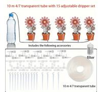 TEMU de Riego Automático de Fácil Instalación para Plantas en Macetas - Kit de Riego por Goteo Ajustable, Ajuste, No Necesita Batería - para y Jardín, , 10pcs/15pcs,