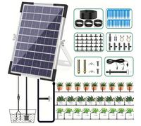 TEMU de Riego por Goteo con Energía Solar con Batería de 2200mAh, Adecuado para 30-50 Macetas, Jardín y Uso Interior/Exterior