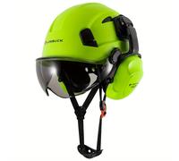 TEMU de Seguridad Ajustable LOEBUCK con Gafas y Orejeras Antirruido - Rígido ABS Duradero para Trabajo Industrial y Exterior, Verde, Talla 52-64 cm, Protección Acústica de 30 dB