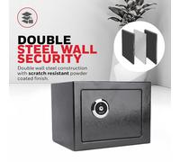 TEMU de seguridad de hierro con cerradura, de pared sin carga para efectivo, tarjetas de identificación, documentos, joyas, no requiere batería, antirrobo, 17x23x17cm