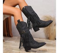TEMU de Tacón para Mujer, Botas Largas de Punta y Estilo Moderno, Botas con Cremallera Lateral, Botas de Media Caña con Tacón , de Moda para Mujer, Zapatos de Mujer
