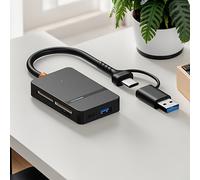 TEMU de tarjetas multifunción 8-en-1 para SD/TF/CF/MS de velocidad con interfaz USB3.0/ tipo C para múltiples dispositivos Soporte adaptador OTG lectura enchufar y usar sin necesidad de controladores