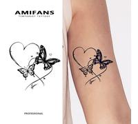 TEMU de Tatuajes Semipermanentes AMIFANS de - Temporal de Larga Duración de 1-2 Semanas con Corazones, Diseño Realista Azul para Adultos, de Brazo, Diseño Realista, Duradero