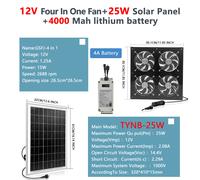 TEMU de Ventilador Solar | Panel Solar de 25W + 4 Ventiladores Solares de Velocidad para Invernadero, Ventilación de Enfriamiento para Caseta de Perro, Compatible con Batería de Litio 4A