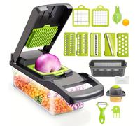 TEMU de verduras y cebollas 16 en 1 herramienta de corte multifuncional ideal para preparar varios ingredientes. un cesto de drenaje y un contenedor específicamente diseñado para zanahorias y ajo.