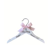 TEMU de vestido con percha cruzada blanca personalizada con para niña y niño, para bautizo, primera comunión, recuerdo decorativo y regalo