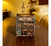 TEMU de vintage de 1 pieza con manivela y 8 melodías, adecuada para piano de cuerda de madera, musical retro, , para decoración del hogar y nostálgico de habitación (no requerido)