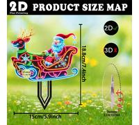 TEMU Decoración de jardín 2D, 1 pieza " Navidad" Estaca - Neón Papá Noel y de renos, de jardín - Letrero de jardín para exteriores, Adecuado para césped y flores, Decoración de cama, Un hermoso regalo