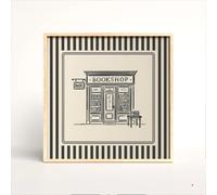 TEMU Decoración de pared 2D, una pieza, un póster elegante con un de de una librería, una obra de arte en a rayas crema, para decorar una o mejorar la estética del dormitorio