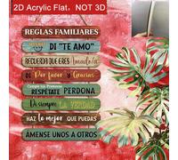 TEMU Decoración de Pared de Madera y Vintage 2D - de Estilo Español Colorida con Reglas de la Casa, Colgante de Cuerda Fácil de Colgar para Decoración y Oficina, Decoración para Fiestas, 2D