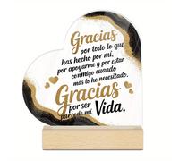 TEMU Decoración Putuo 1pc Acrílico de con Base de Madera para Mesa, lo que Has por Mí, por Apoyarme y Estar con Mí Más lo Necesitaba. Gracias, Decoración de Escritorio para de Estilo Granja, Regalo