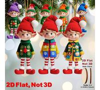 TEMU Decoraciones de de Madera 2D - Adornos Colgantes para Árbol de Navidad con y Hombres, Vistiendo en Ropa Verde, , Azul y Dorada, Personajes de Cuentos de Planos 2D