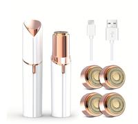 TEMU Depiladora Facial para Mujer, Depilación Facial Indolora, Recargable por USB, Adecuada para Superior, Mentón, Nariz, de Melocotón y Bigote, con 4 Cabezales de Repuesto