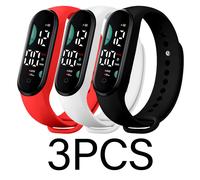 TEMU deportivo LED de 3 piezas una correa de PVC duradera con pantalla de 24 horas, lo que lo adecuado para actividades al aire libre.