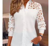 TEMU Desarrollo de camisa de mujer elegante e con color sólido, largas y diseño hueco para y verano.
