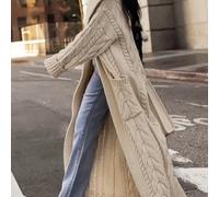 TEMU Desarrollo de un suéter largo tipo cárdigan con cuello y cable para , otoño e invierno.