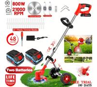 TEMU Desbrozadora Eléctrica con Ruedas Inalámbrica, Batería de 4000mAh 2×21V, Cortacésped de 6 Pulgadas/15.24cm Tipos de Cuchillas, Recortadora para Jardín y Césped, Bordeadora de Césped para Patio y