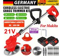 TEMU Desbrozadora Inalámbrica, Cortacésped Eléctrico de 21V con Batería de 2X 2.0Ah, de Cuchillas, Recortadora/Bordeadora/Cortabrocas Sin Hilo para Jardín y Cuidado