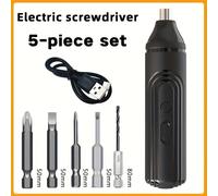 TEMU Destornillador eléctrico, destornillador pequeño para hogar, mini pistola de tornillo eléctrica, taladro manual sin varillas con batería al litio, juego completo ( 5 cabezales)