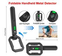 TEMU Detector de Metales Plegable Detectores de Metales Subterráneos Bobina de Sensibilidad Herramienta de Detección de Metales Alarma Manual para Búsqueda de