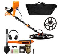TEMU Detector de metales VEVOR, bobina de 12", detector de oro profesional recargable, ajustable de 39 pulgadas con auriculares de chip DSP y LCD de 7 , para detectar oro y búsqueda de