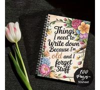 TEMU Diario Agradable para Recuerdos de Ancianos - " Anotar Cosas a Medida que Envejezco y Tiendo a Fácilmente." Un Cuaderno de con un Diseño Floral Junto con un Bolígrafo.