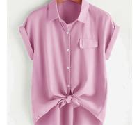 TEMU Dirección de Planificación - Camisa Casual de Color Sólido con Botones y Bolsillos para Mujer