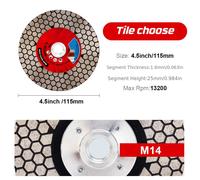 TEMU Disco de corte de 115/125 mm - Diseñado para cortar azulejos, con una M14 adecuada para porcelana, cerámica, mármol, granito, piedra artificial y cuarzo
